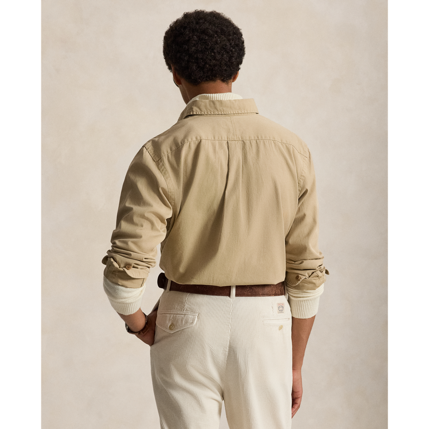 Мужские брюки Ralph Lauren Classic Fit Washed Chino Workshirt, цвет: Винтажный хаки — фото 2