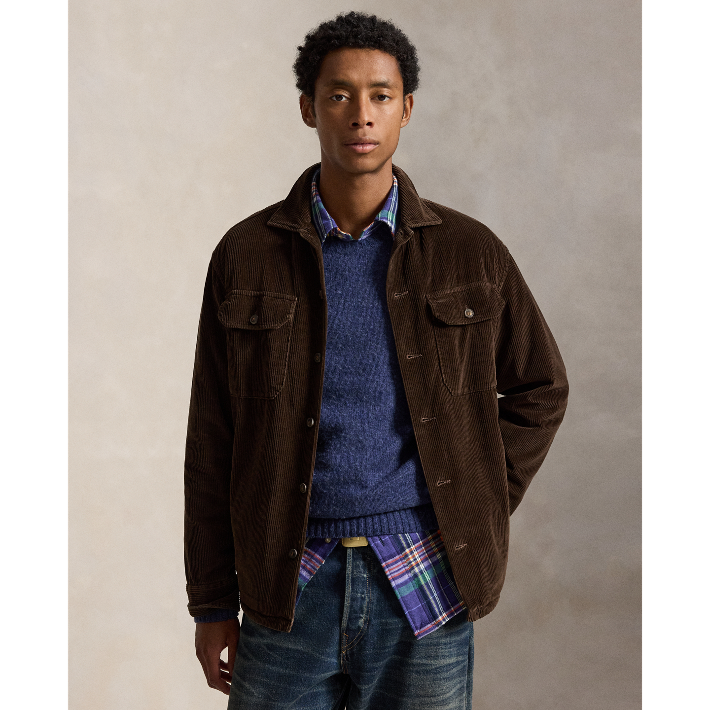 Мужская рубашка Ralph Lauren Fleece-Lined Corduroy Overshirt, цвет: Коричневый — фото 4