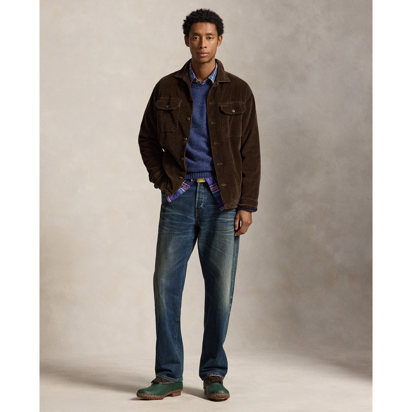 Мужская рубашка Ralph Lauren Fleece-Lined Corduroy Overshirt, цвет: Коричневый — фото 1