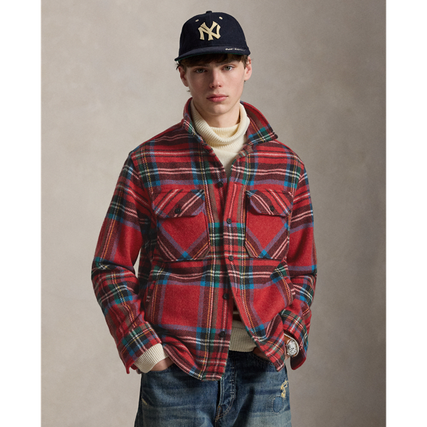 Classic Fit Plaid Wool Twill Overshirt
