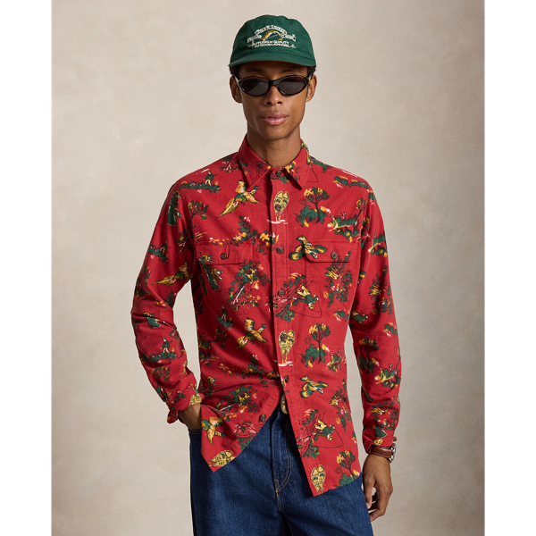 Classic Fit Sporting-Print Flannel Shirt