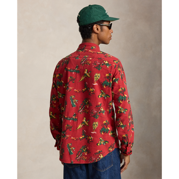 Classic Fit Sporting-Print Flannel Shirt
