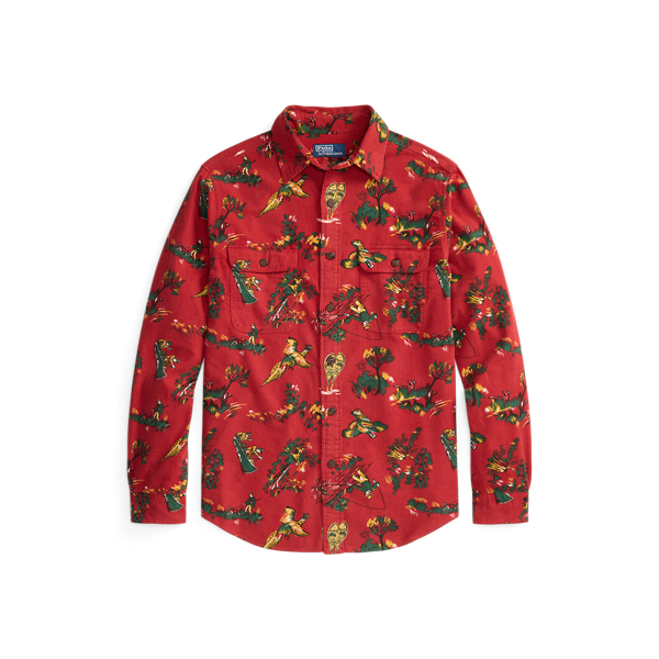 Classic Fit Sporting-Print Flannel Shirt