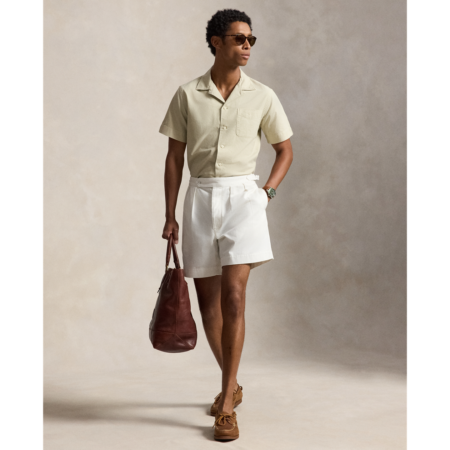 Мужская рубашка Ralph Lauren Classic Fit Garment-Dyed Oxford Shirt, цвет: Серо-бежевый — фото 1