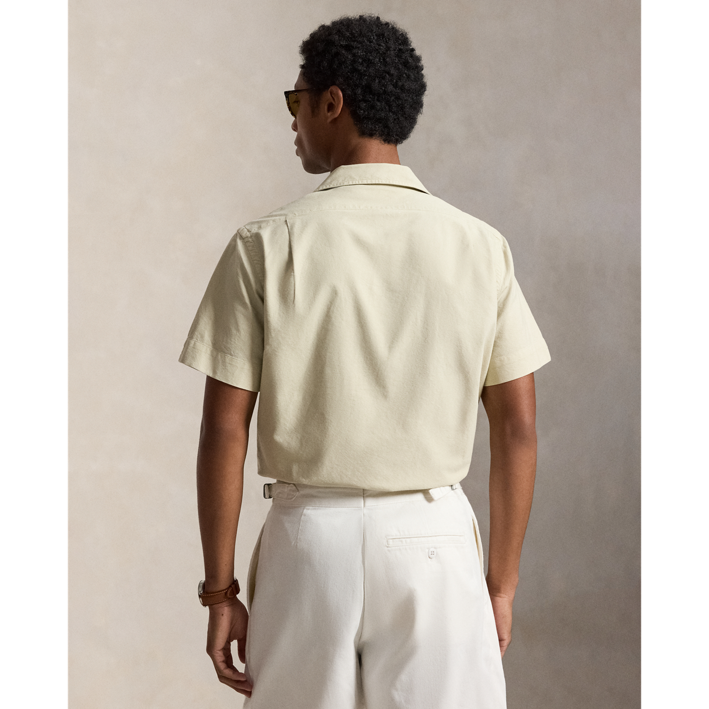 Мужская рубашка Ralph Lauren Classic Fit Garment-Dyed Oxford Shirt, цвет: Серо-бежевый — фото 2