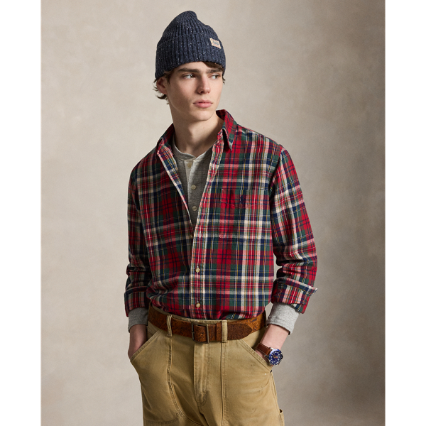 Classic Fit Plaid Brushed Oxford Shirt