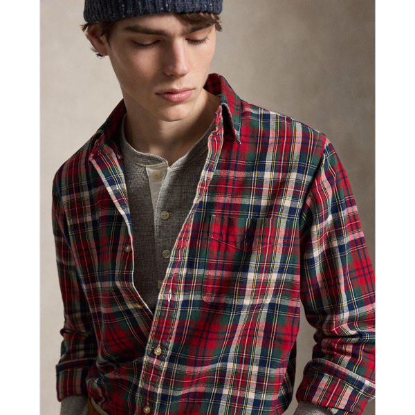 Classic Fit Plaid Brushed Oxford Shirt