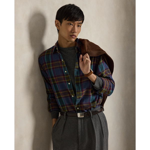 Classic Fit Plaid Brushed Flannel Shirt