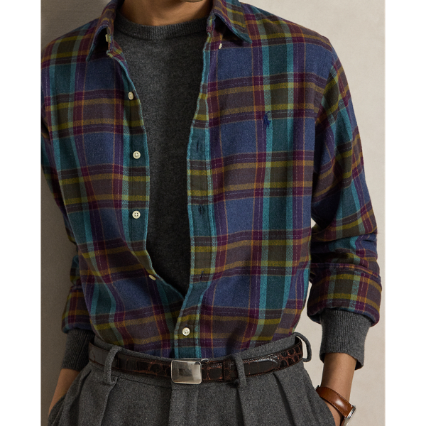 Classic Fit Plaid Brushed Flannel Shirt