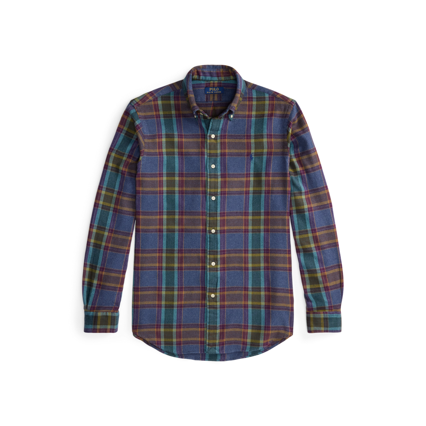 Мужская рубашка Ralph Lauren Classic Fit Plaid Brushed Flannel, цвет: Синий фиолетовый меланжевый — фото 5