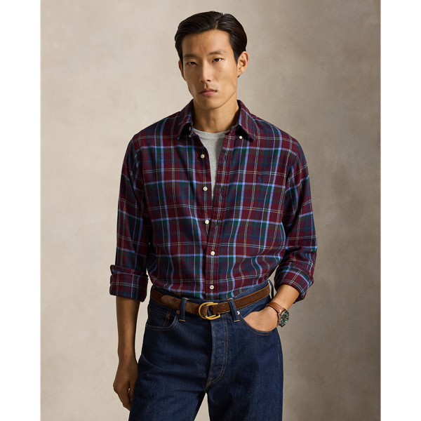 Classic Fit Plaid Brushed Flannel Shirt