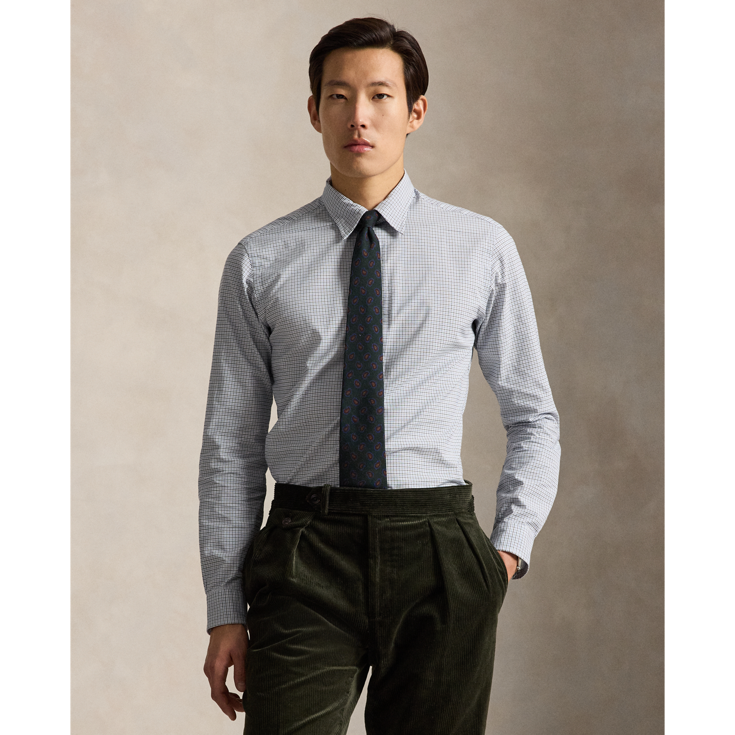 Мужская рубашка Ralph Lauren Classic Fit Checked Poplin, цвет: Белый синий разноцветный — фото 5