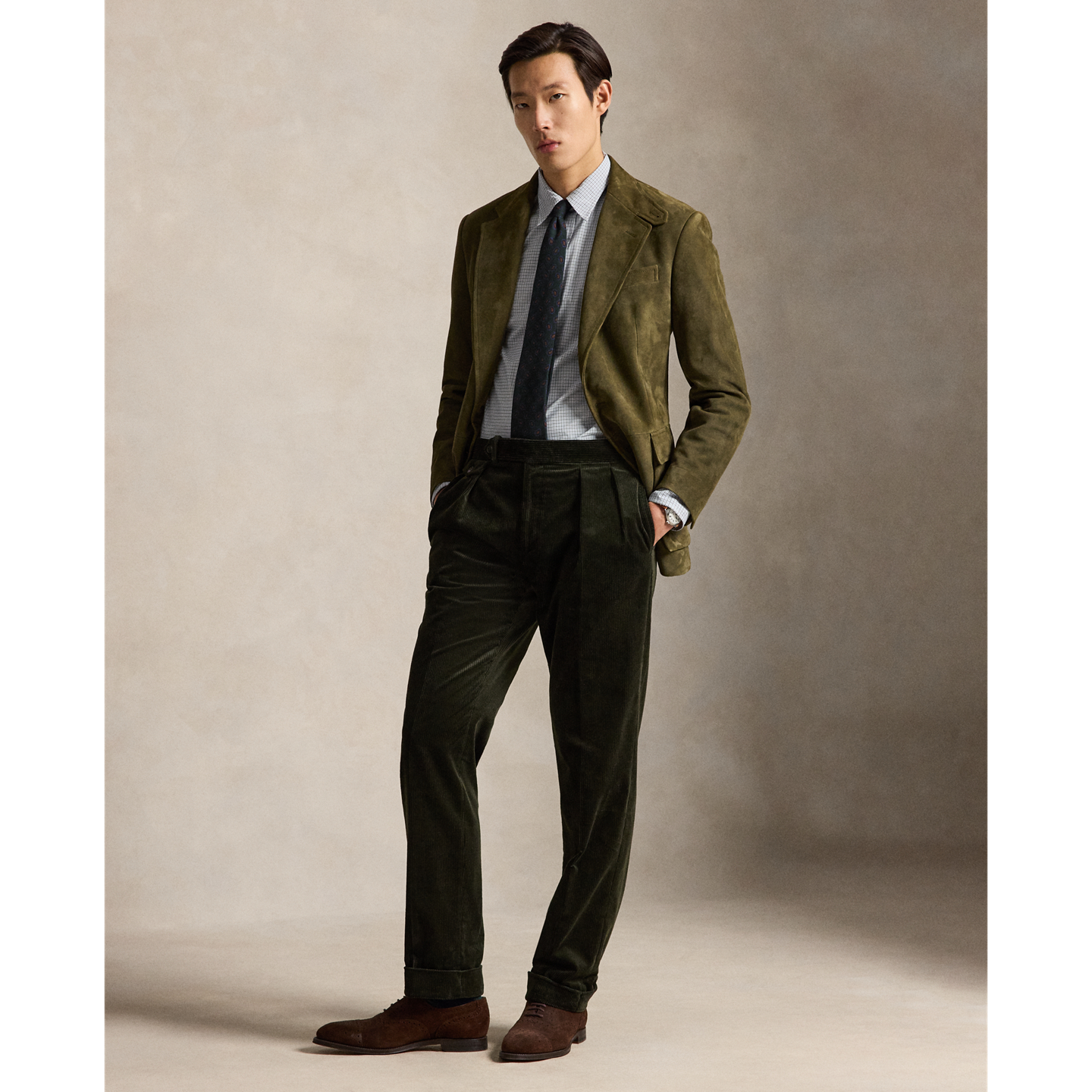 Мужская рубашка Ralph Lauren Classic Fit Checked Poplin, цвет: Белый синий разноцветный — фото 1