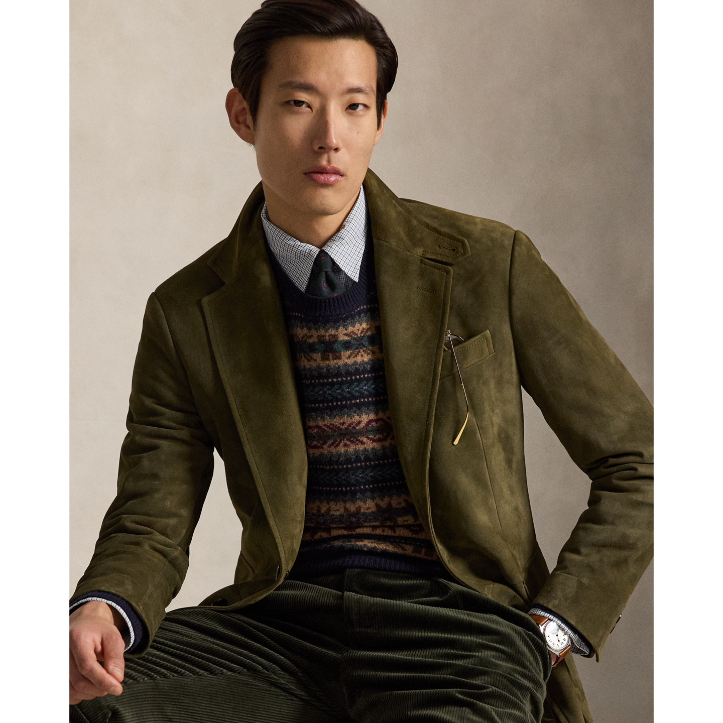 Мужская рубашка Ralph Lauren Classic Fit Checked Poplin, цвет: Белый синий разноцветный — фото 4