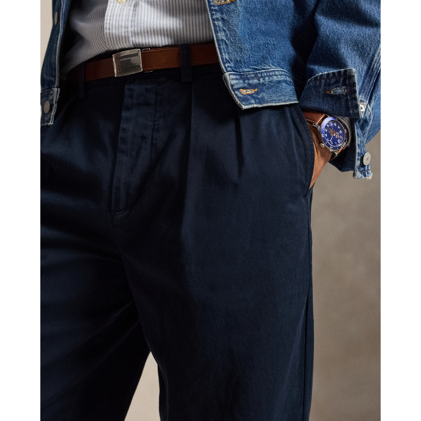 Мужские брюки Polo Ralph Lauren Suffield Relaxed Fit Chino, цвет: Тёмно-синий — фото 3