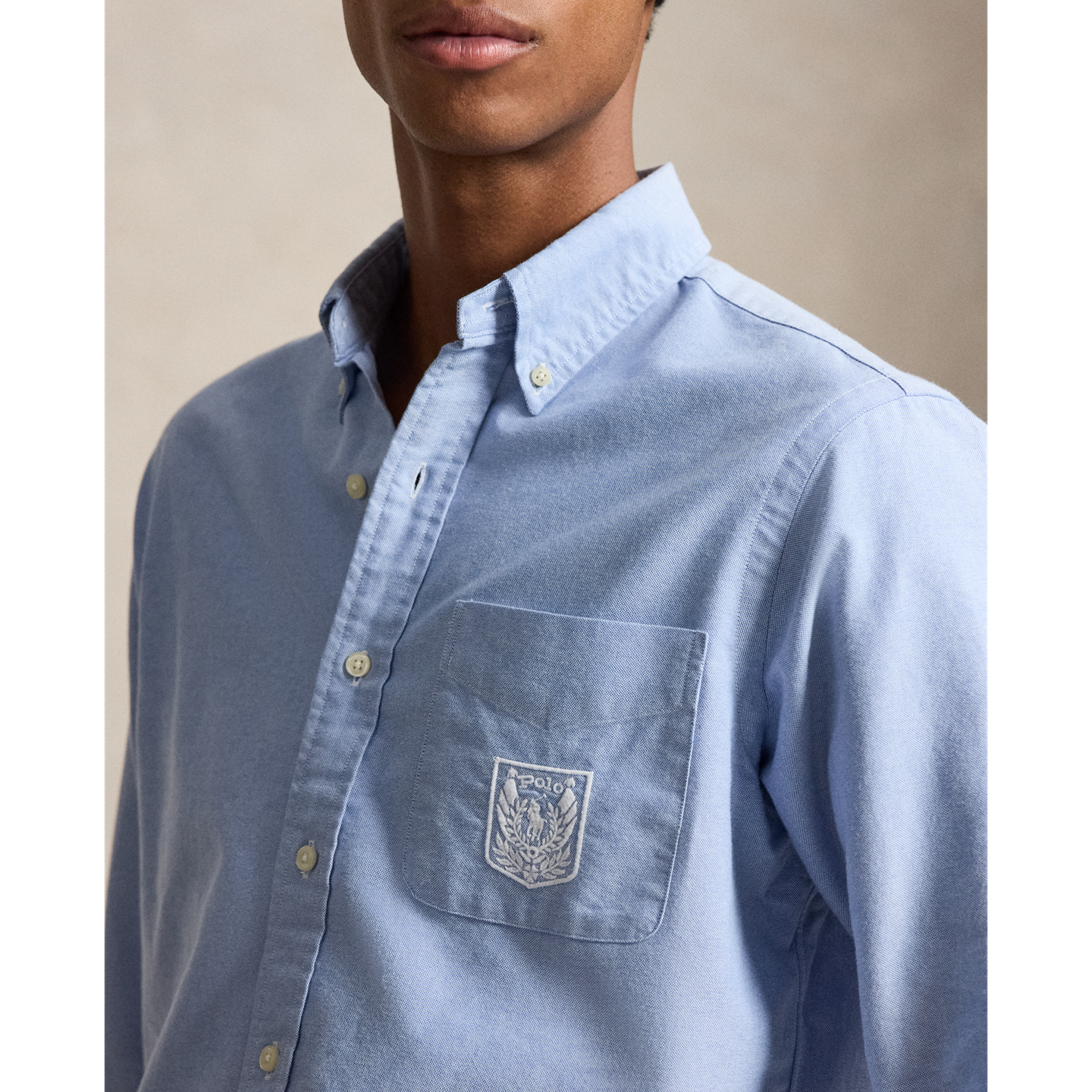 Мужская рубашка Polo Ralph Lauren Classic Fit Laurel Crest Oxford, цвет: Синий — фото 3