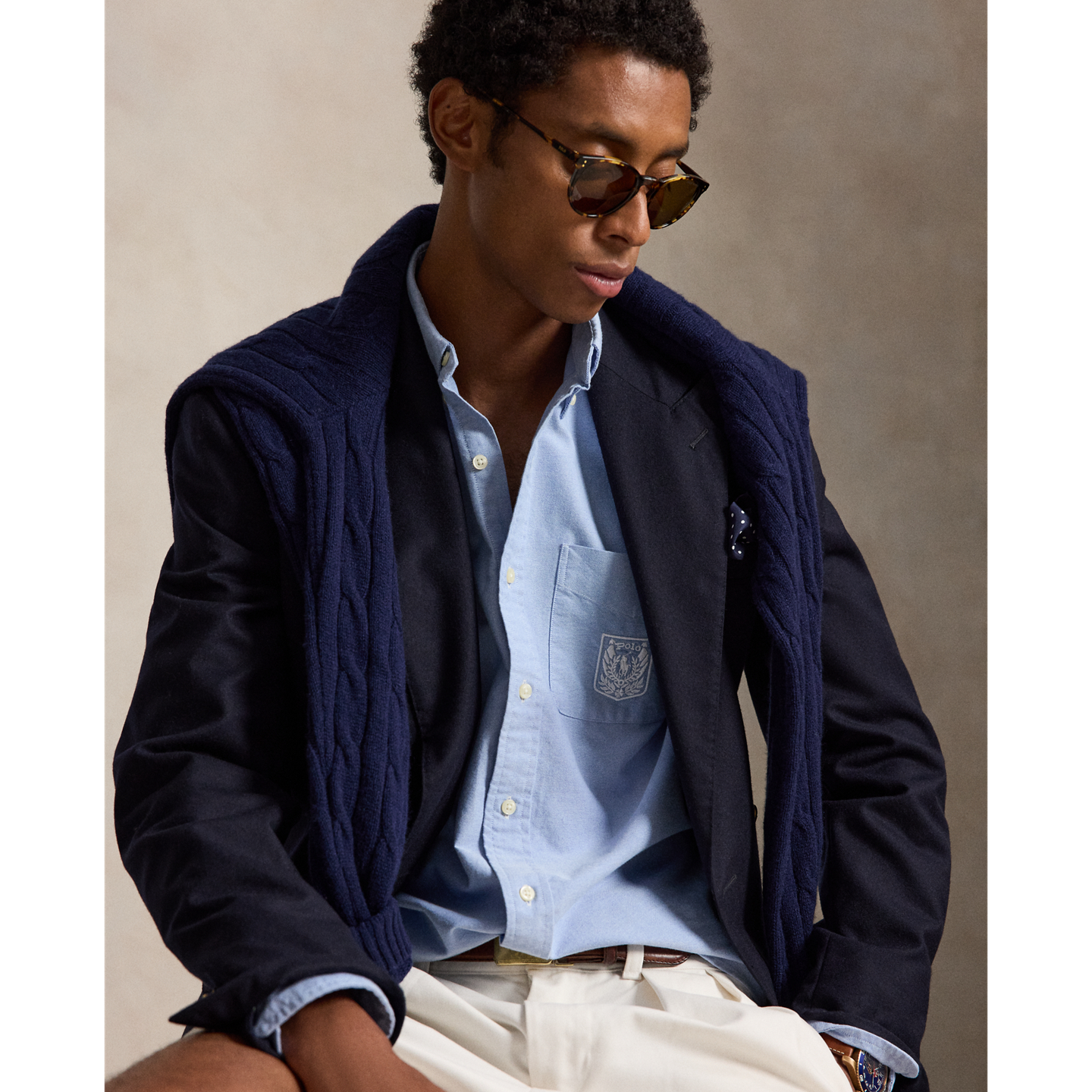 Мужская рубашка Polo Ralph Lauren Classic Fit Laurel Crest Oxford, цвет: Синий — фото 4