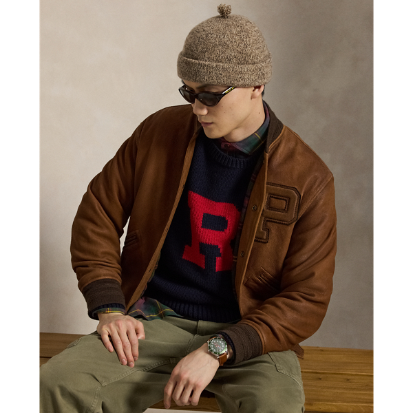 Navy Combo Relaxed Fit Wool Letter Sweater Polo Ralph Lauren 4