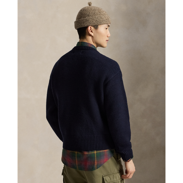 Navy Combo Relaxed Fit Wool Letter Sweater Polo Ralph Lauren 5