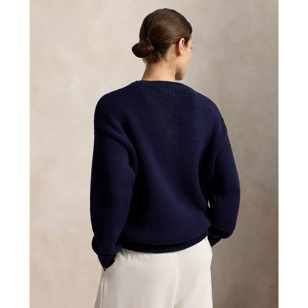 Navy Combo Relaxed Fit Wool Letter Sweater Polo Ralph Lauren 7