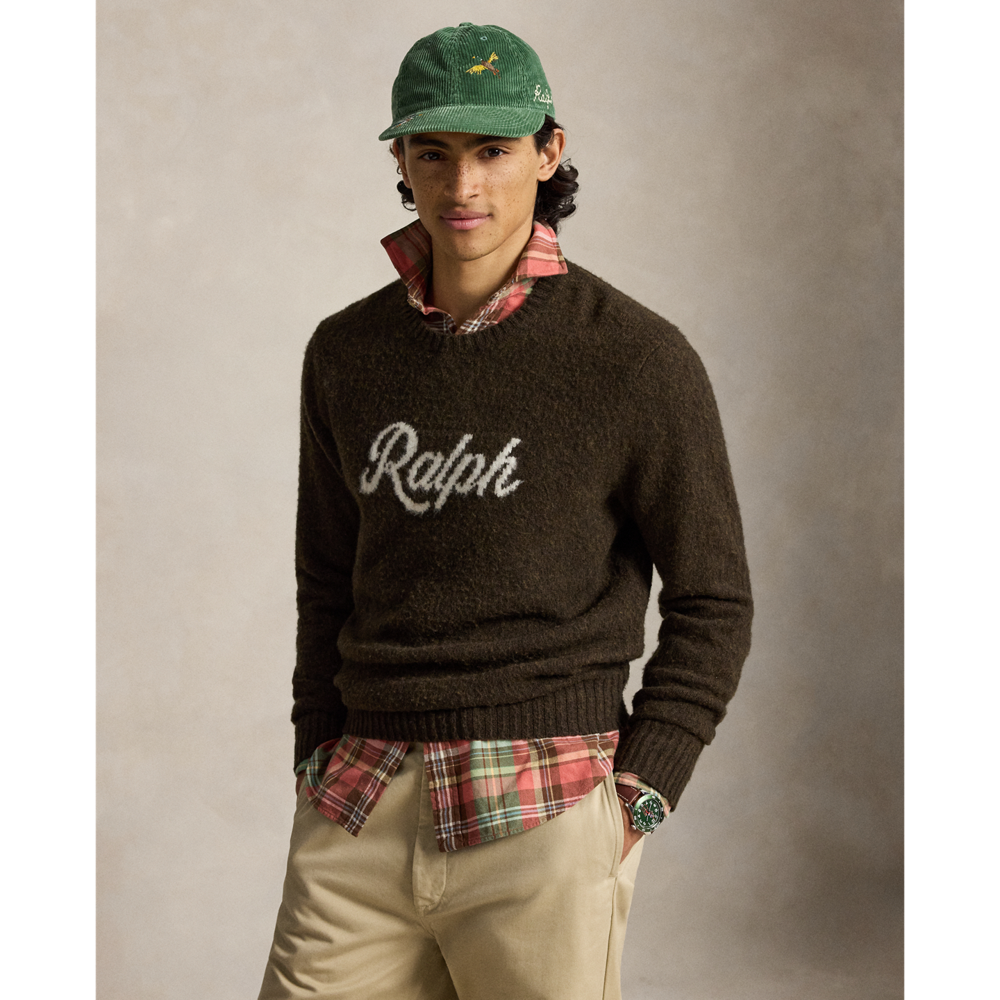 Мужской свитер Ralph Lauren The Ralph Logo, цвет: Коричневый комбинированный — фото 5