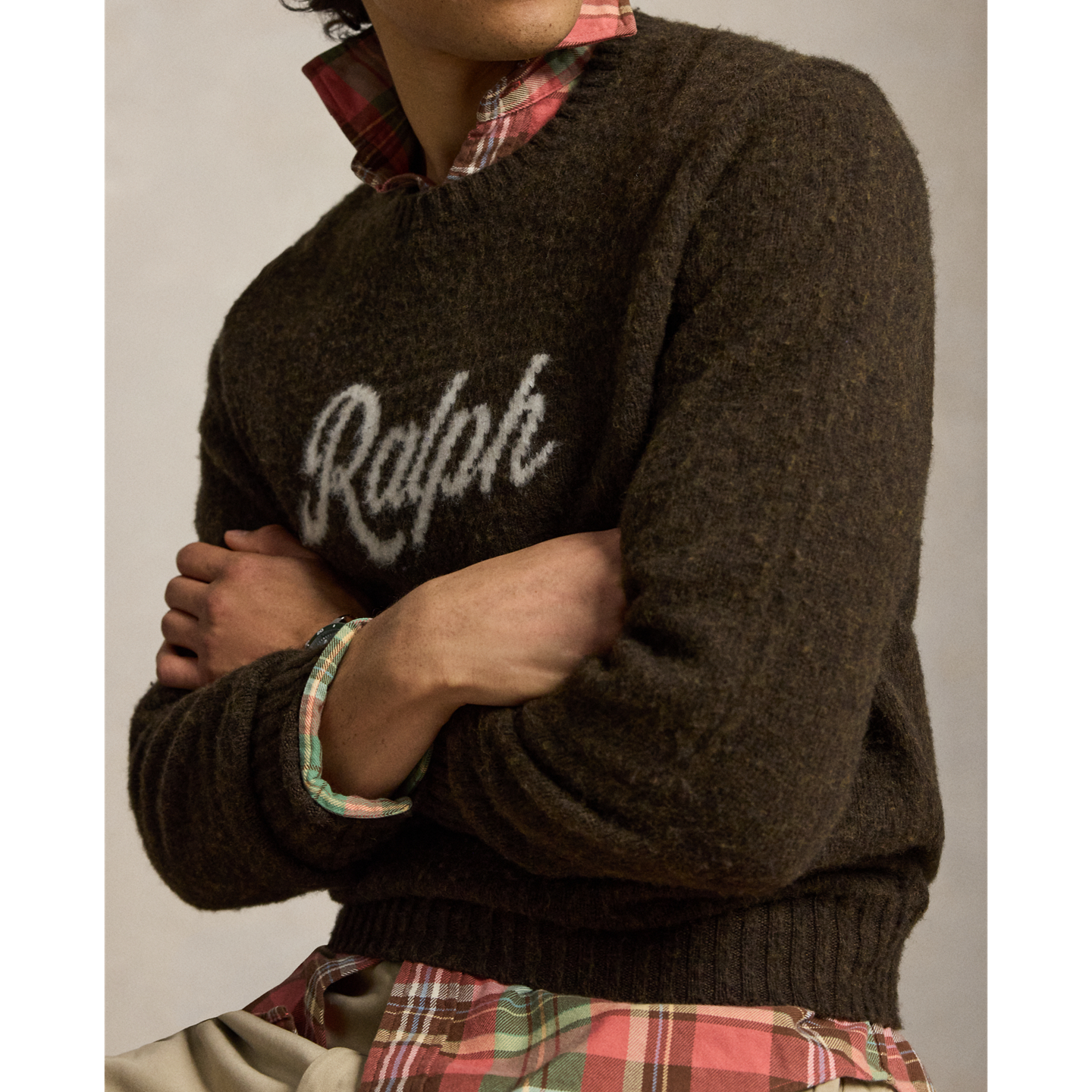 Мужской свитер Ralph Lauren The Ralph Logo, цвет: Коричневый комбинированный — фото 3