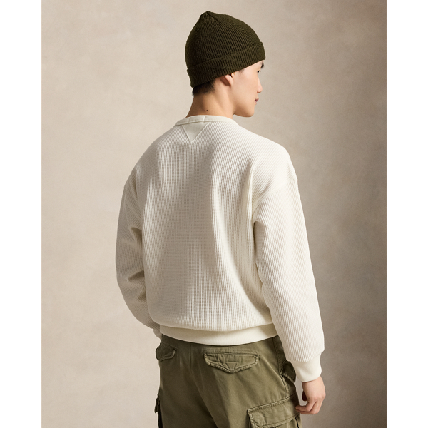 Trophy Cream Relaxed Fit Waffle-Knit Sweatshirt Polo Ralph Lauren 5
