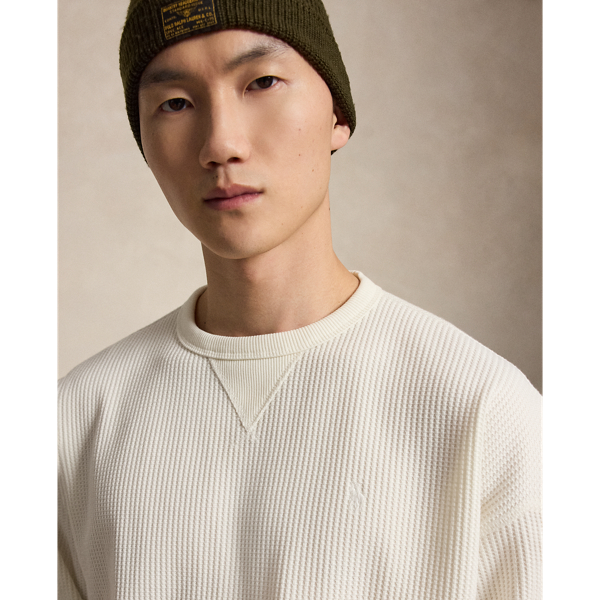 Trophy Cream Relaxed Fit Waffle-Knit Sweatshirt Polo Ralph Lauren 6