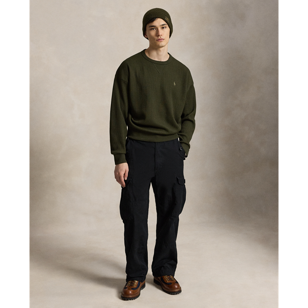 Relaxed Fit Waffle-Knit Sweatshirt