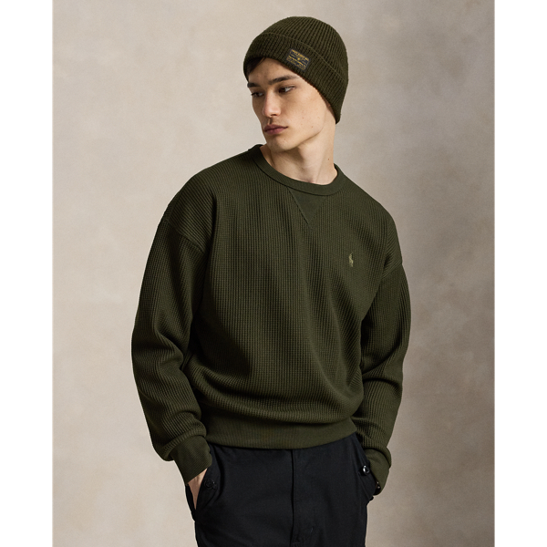 Relaxed Fit Waffle-Knit Sweatshirt