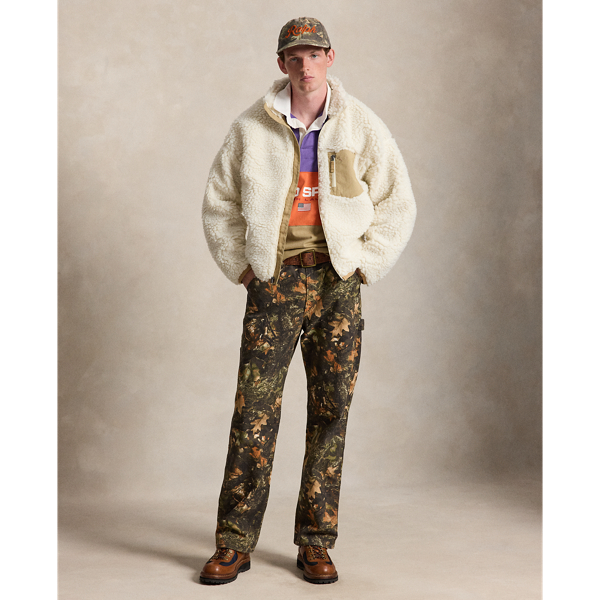 Clubhouse Cream Relaxed Fit Pile Fleece Jacket Polo Ralph Lauren 4