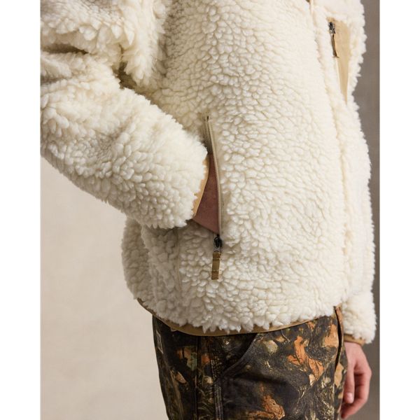 Clubhouse Cream Relaxed Fit Pile Fleece Jacket Polo Ralph Lauren 7
