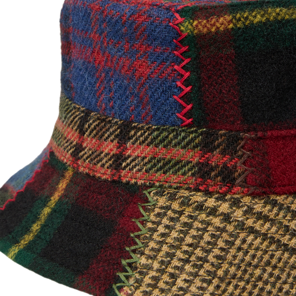 Patchwork Wool Plaid Bucket Hat