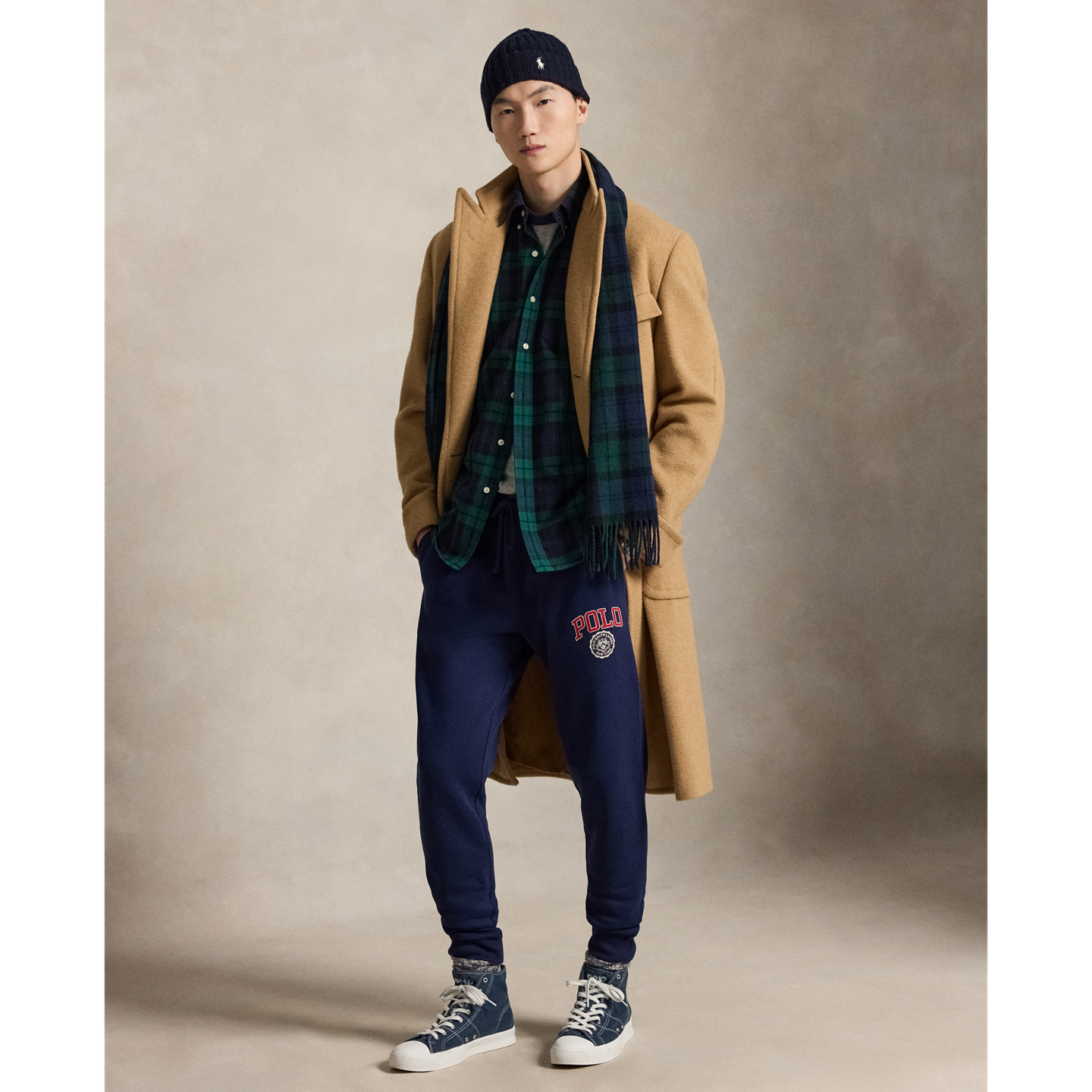 Мужские брюки Polo Ralph Lauren Logo Fleece Jogger, цвет: Тёмно-синий — фото 4