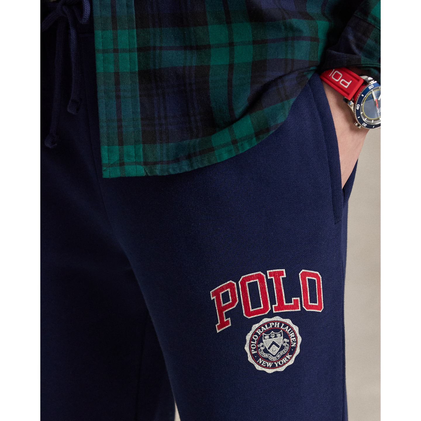 Мужские брюки Polo Ralph Lauren Logo Fleece Jogger, цвет: Тёмно-синий — фото 3