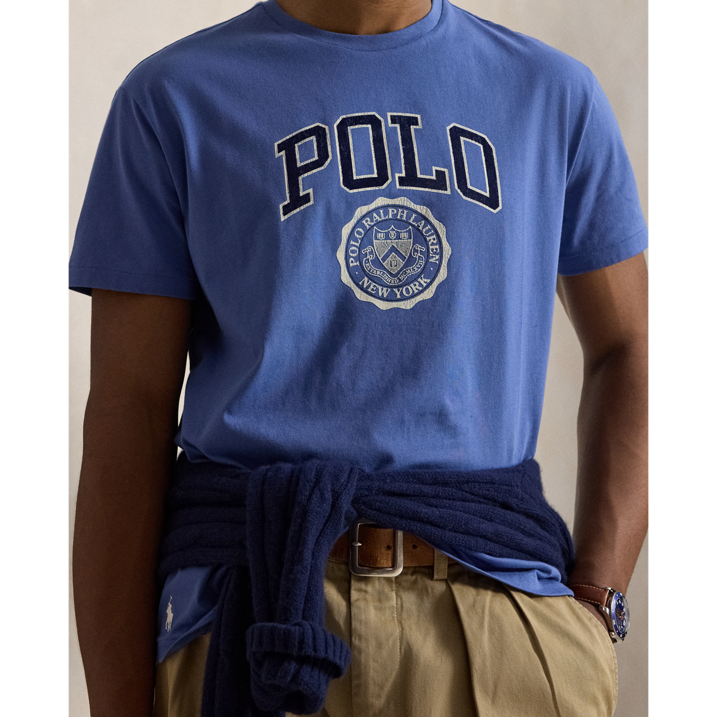 Мужская футболка Ralph Lauren Classic Fit Logo Jersey, цвет: Синий — фото 3