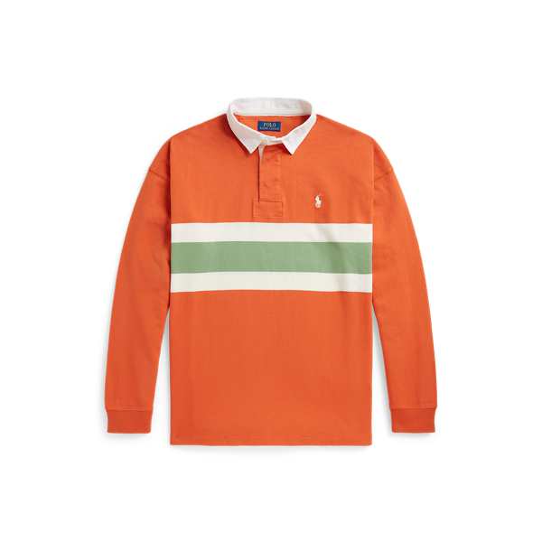 Big fit gestreept jersey rugbyshirt