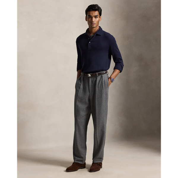 Standard Fit Waffle-Knit Polo Shirt