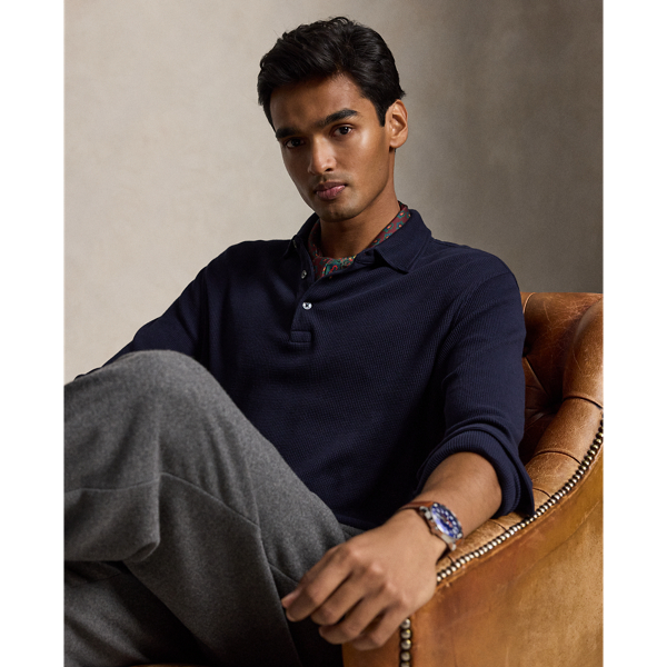 Standard Fit Waffle-Knit Polo Shirt