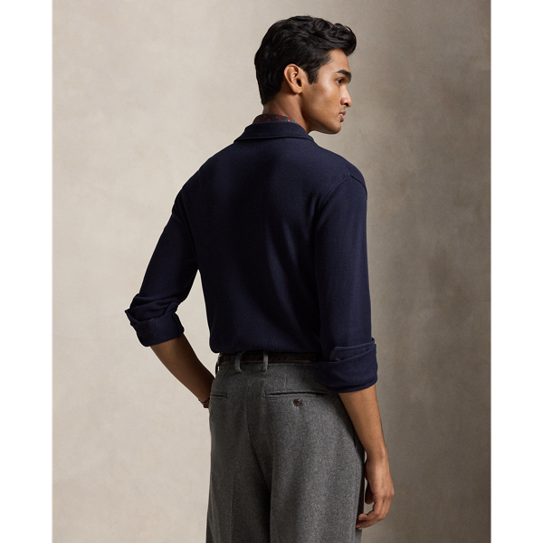 Standard Fit Waffle-Knit Polo Shirt