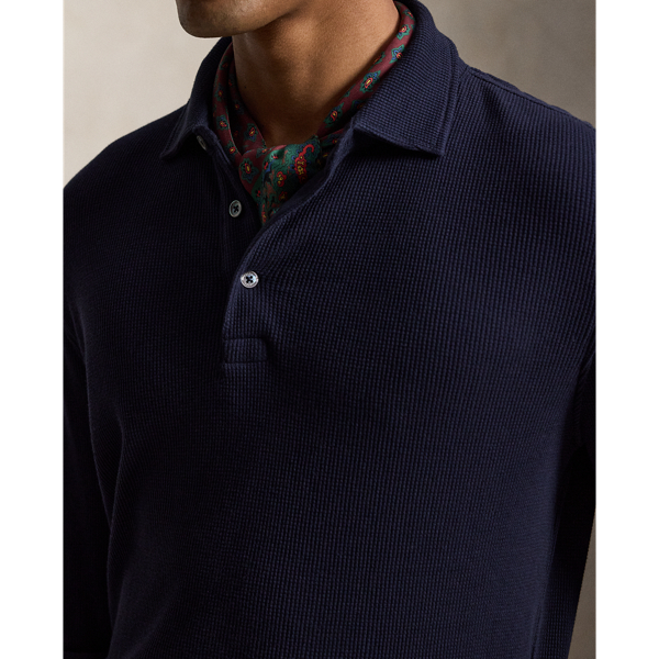 Standard Fit Waffle-Knit Polo Shirt