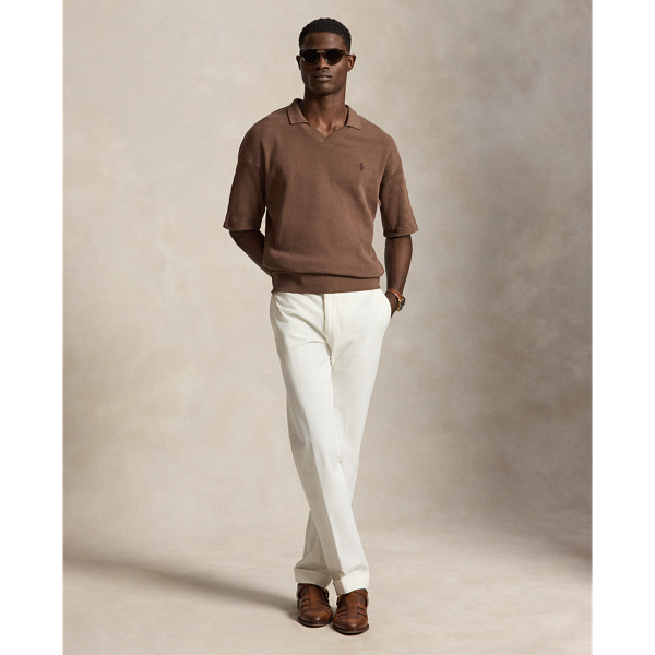 Pointelle-Ribbed Polo Shirt