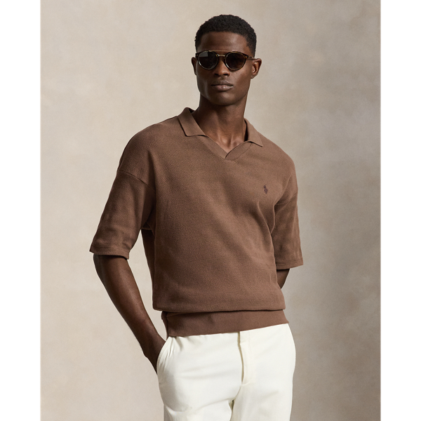 Pointelle-Ribbed Polo Shirt