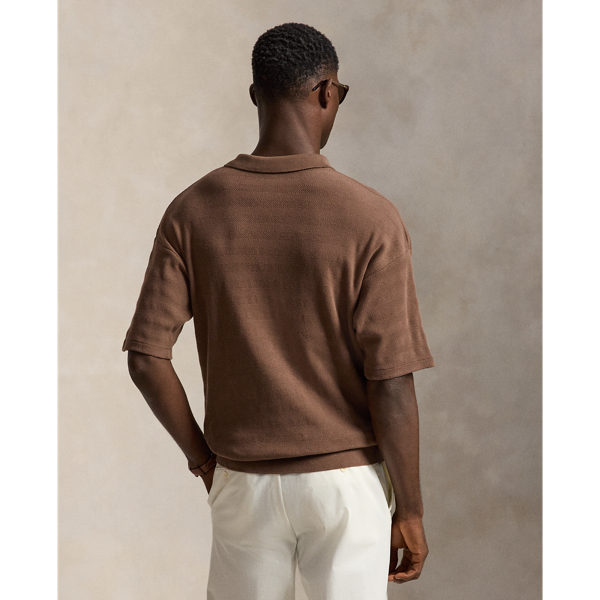 Pointelle-Ribbed Polo Shirt