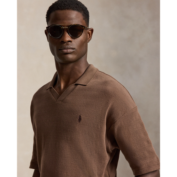 Pointelle-Ribbed Polo Shirt