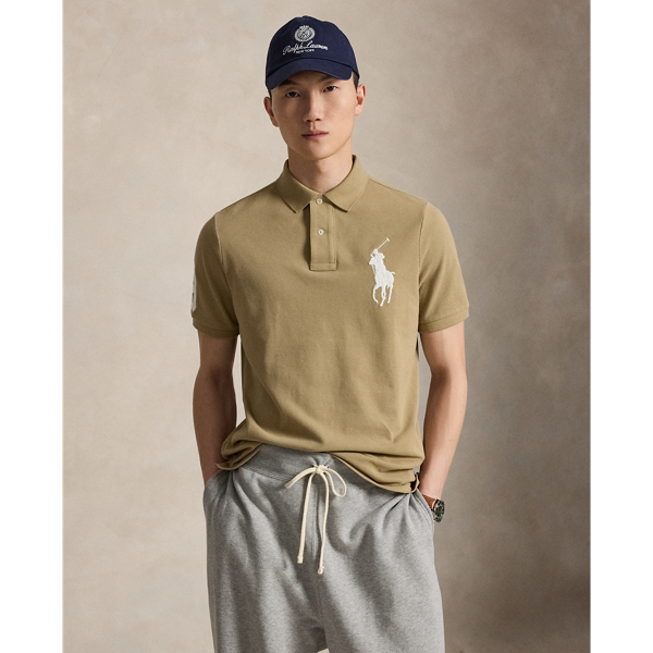 Camisa Polo Classic fit com Big Pony Polo Ralph Lauren em Bege-escuro/branco 1