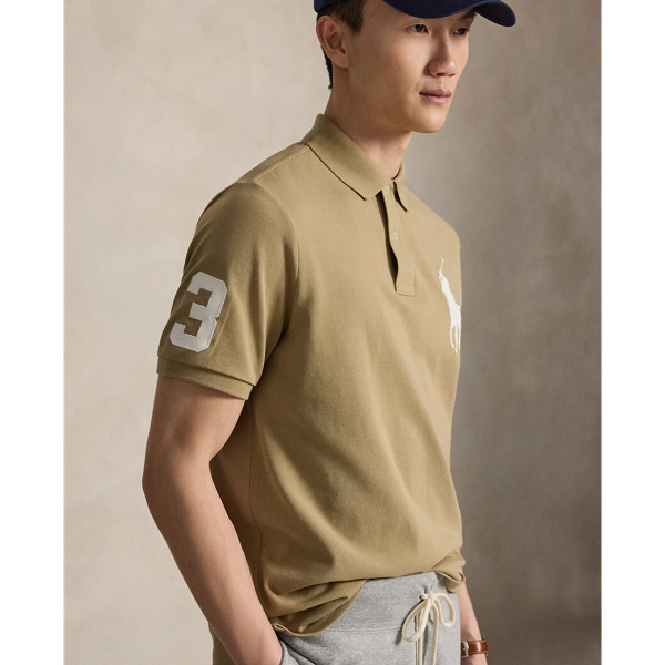 Camisa Polo Classic fit com Big Pony Polo Ralph Lauren em Bege-escuro/branco 6