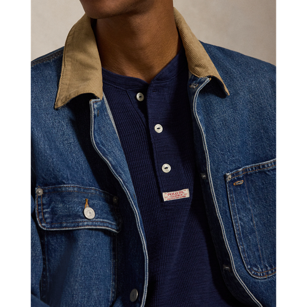 Cruise Navy Waffle-Knit Henley Shirt Polo Ralph Lauren 6