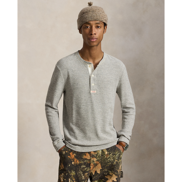 Waffle-Knit Henley Shirt