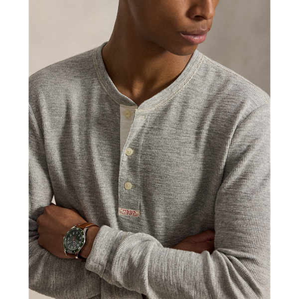 Waffle-Knit Henley Shirt